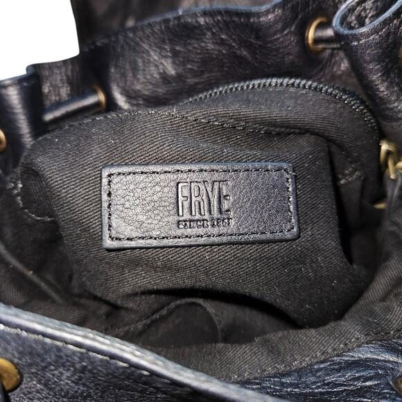 Frye Womens Leather Backpack Black Studded Chain Purse Bag Drawstring Boho NWT main image 10